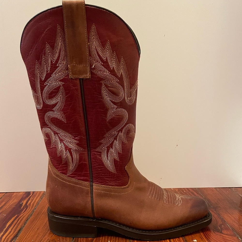 Brown and Red Western Cowboy Boots